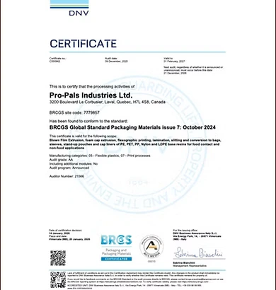 BRCGS Certificate